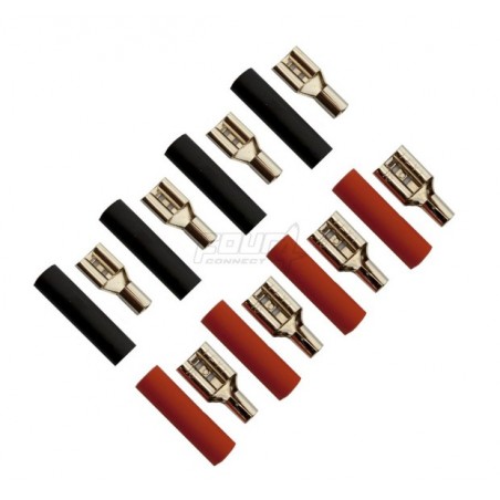 FOUR Connect 4-690755 Connecteur Plat 2.5mm2 - 2x4.8mm/2x6.3mm Rouge + 2x4.8mm/2x6.3mm Noir