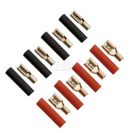 FOUR Connect 4-690752 Connecteur Plat 2.5mm2 - 2x2.8mm/2x4.8mm Rouge + 2x2.8mm/2x4.8mm Noir