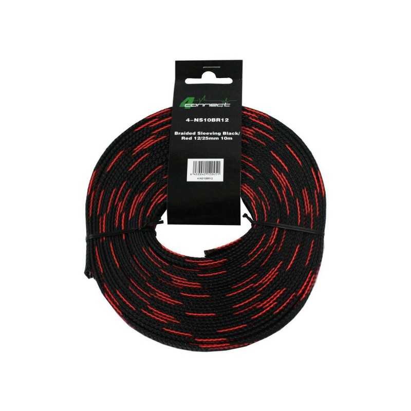 4 Connect 10 m Gaine nylon 12/25mm rouge et noir
