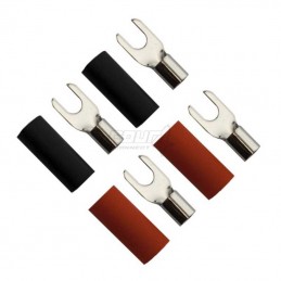 4 Connect 4 cosses fourche cuivre M4 (6.0mm2, 2x noir et 2x rouge)