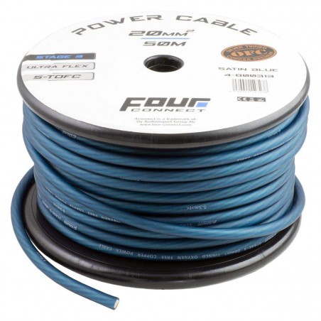 4 Connect 20 mm² S-TOFC Bleu Ultra flexible Stage 3 (100% cuivre étamé à l'Argent)