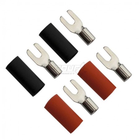 4 Connect 4 cosses fourche cuivre M3 (6.0mm2, 2x noir et 2x rouge)